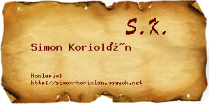 Simon Koriolán névjegykártya